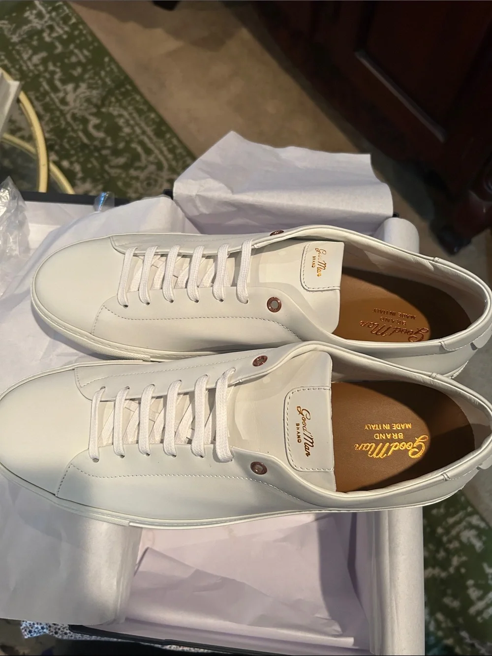 Good Man Brand White Leather Men's Low-Top Sneakers